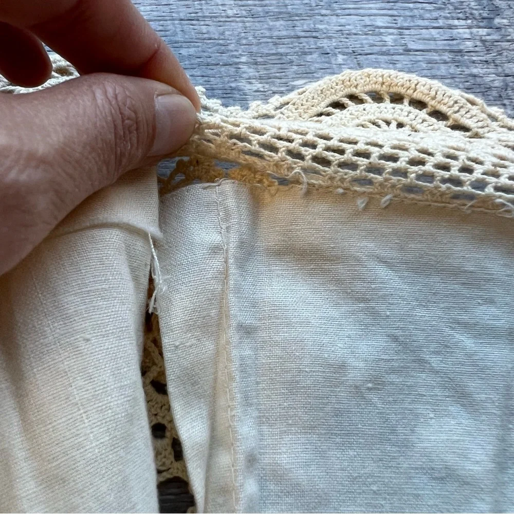 Elegant VTG Keeco Crochet Cottagecore Pillow Covers In Ivory/Cream